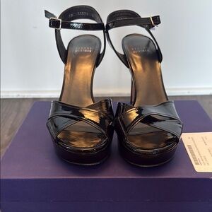 Stuart Weitzman Black Block Heel Sandals